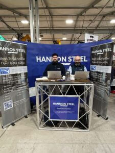 Staff at an event stand